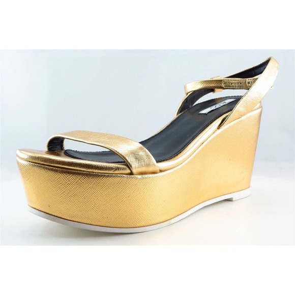 Aldo Ankle Strap Gold‎ Synthetic Women Shoes Size 8.5 Medium - Picture 1 of 6